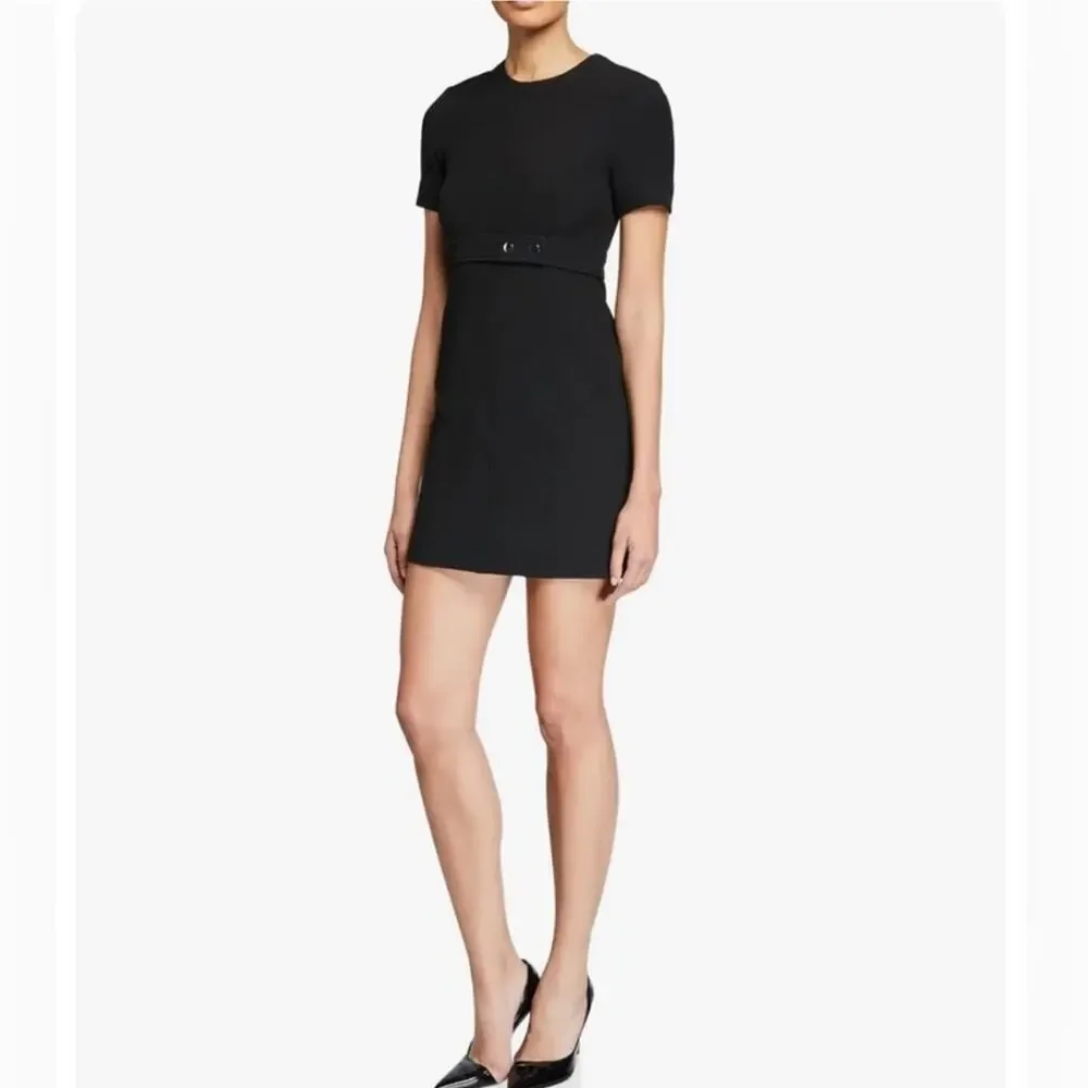 short black empire waist dress Short Sleeve Knit Empire Waist Dress in Black